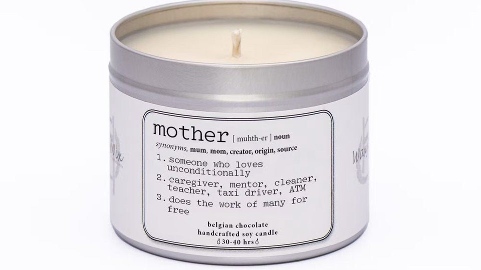 Mother Noun, definition. Candle gift for Mum. Strong scented handmade soy wax ca
