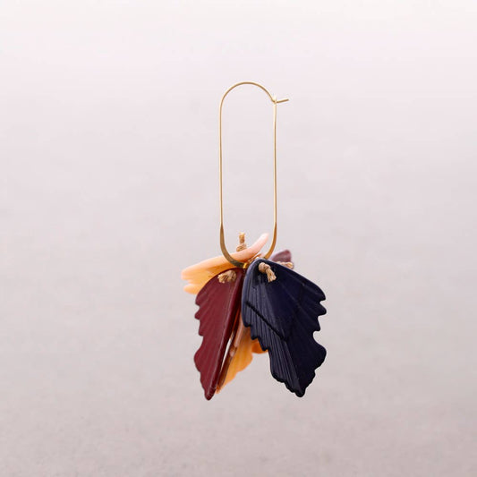 Hoop Earrings Resin Leaves