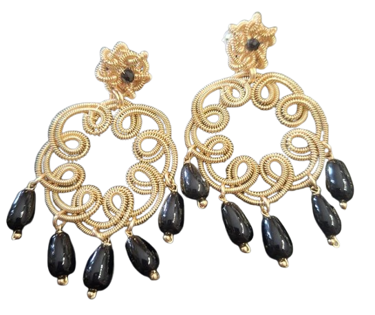 Handmade Pearl Earrings Black (Q502)