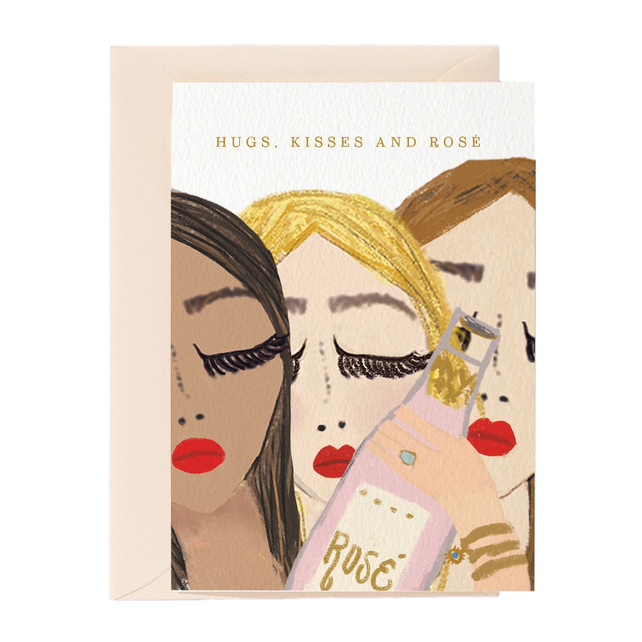 Hugs, Kisses and Rose Girls Greeting Card