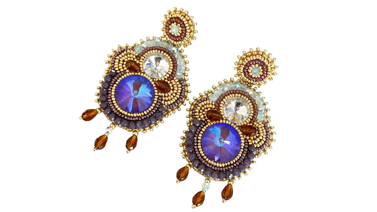 Handmade Lightweight Multicoloured Crystal Statement Earrings (YS18)