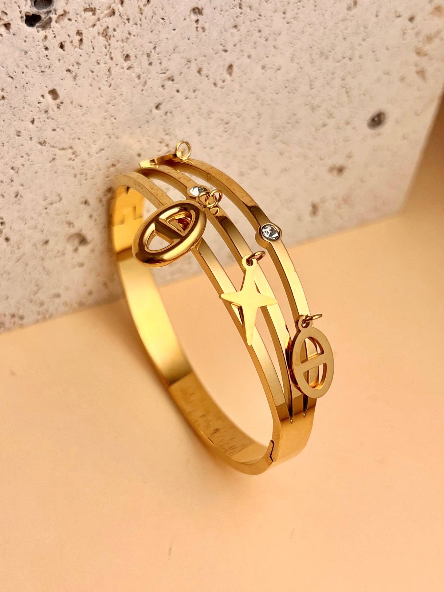 Triple Row Bangle Bracelet