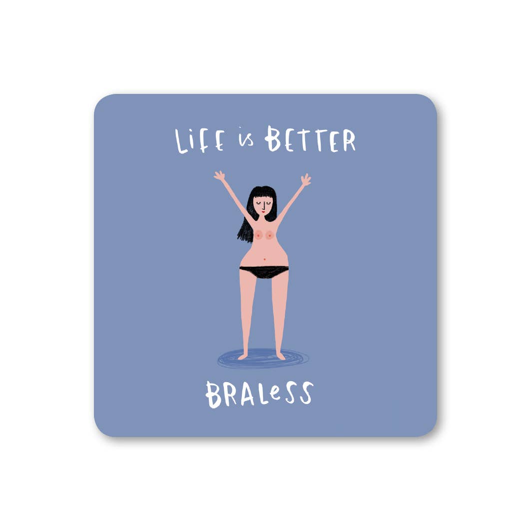 Braless Feminist Female Empowerment Coaster