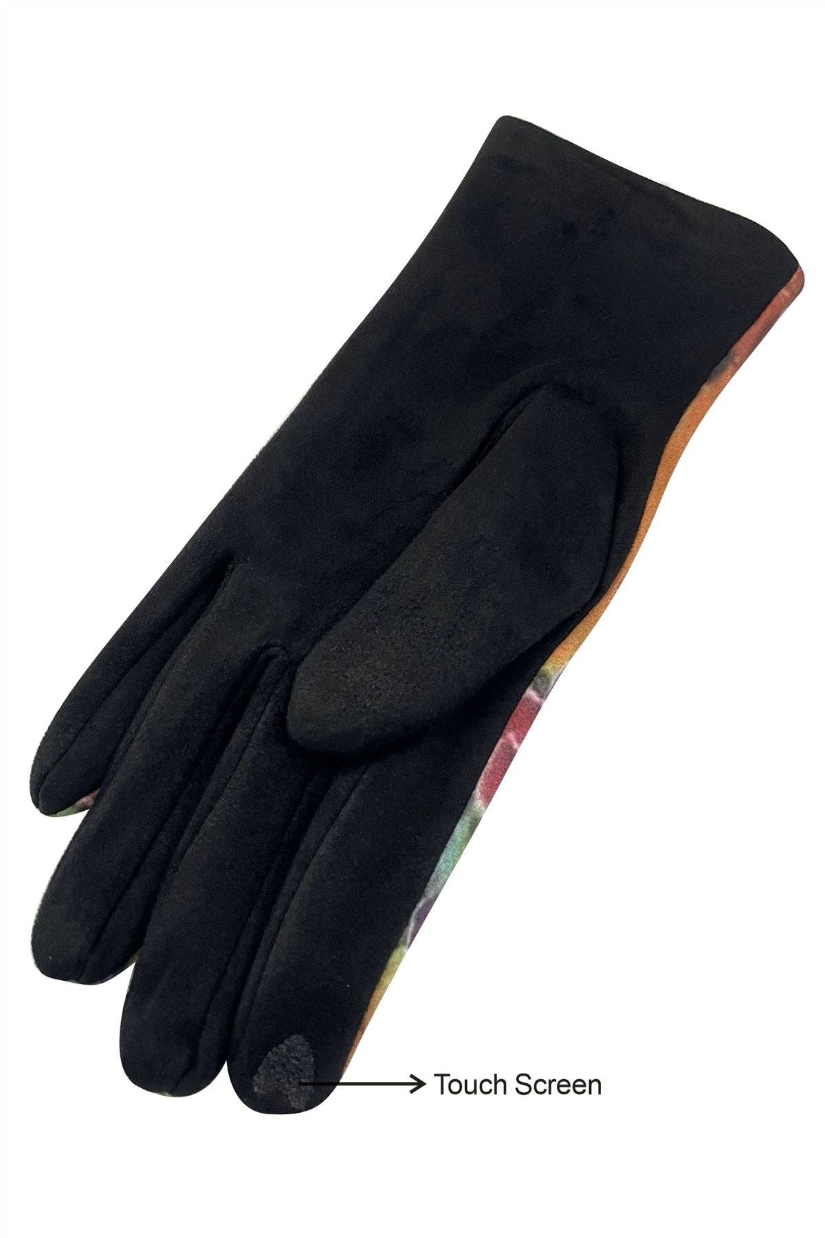 Frida-Inspired Mexican Art Print Suede Touchscreen Gloves- Black