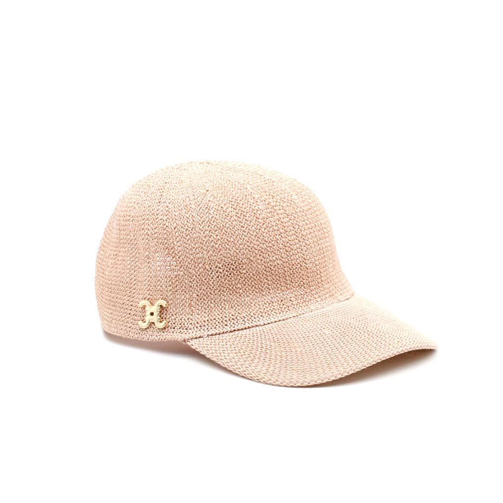 Summer Cap With Golden Metallic Logo-Pink