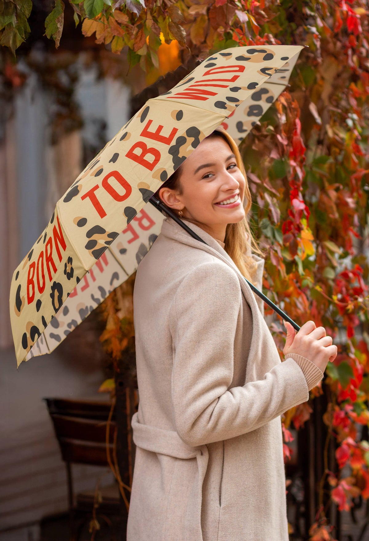 Folding Umbrella "Born to Be Wild" Leopard