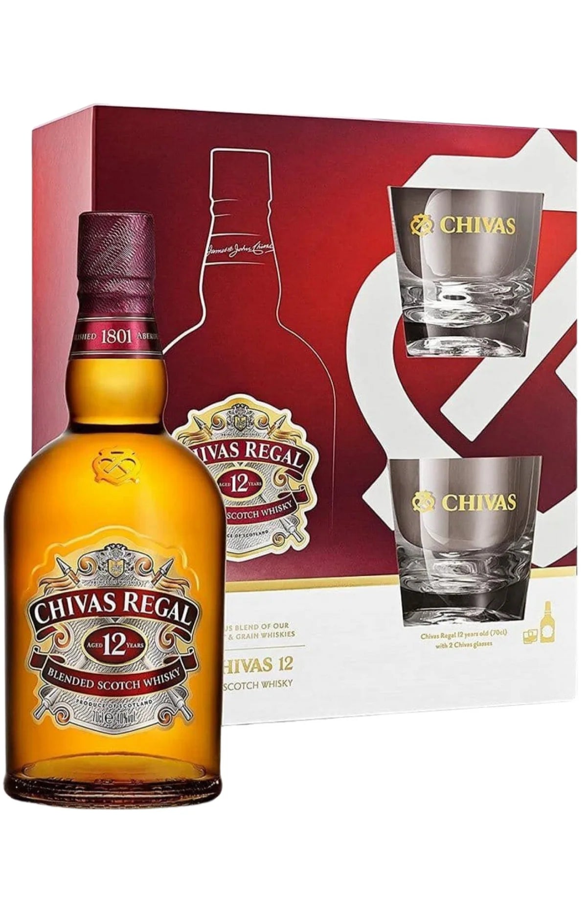 Chivas 12 Yrs Old Whiskey With Glasses Pack