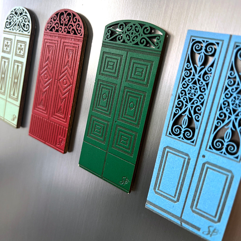 Doors Of Malta Wooden Magnet