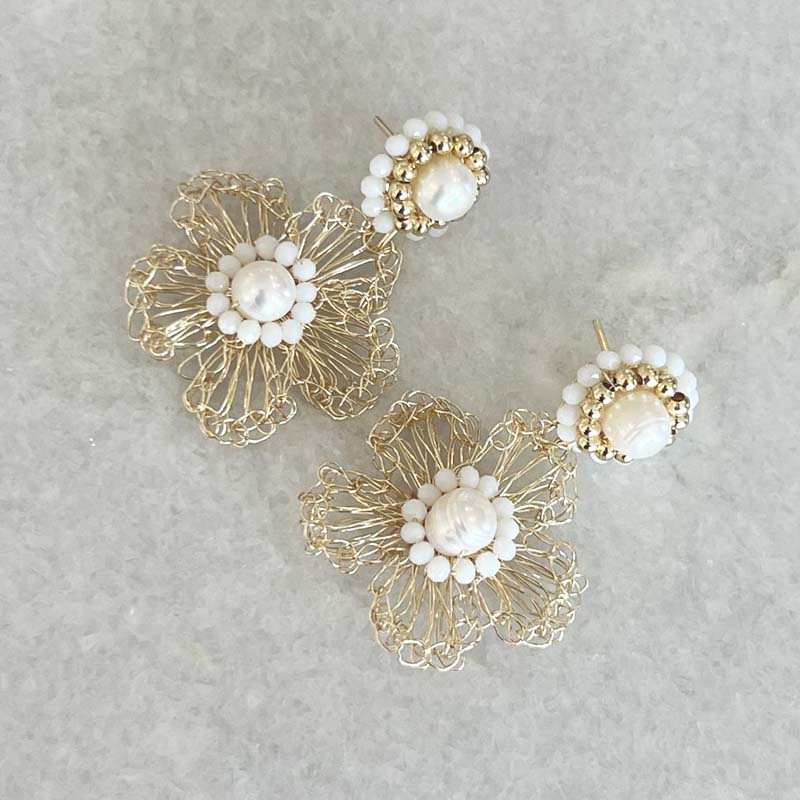 Handmade Crystal And Pearl Earrings