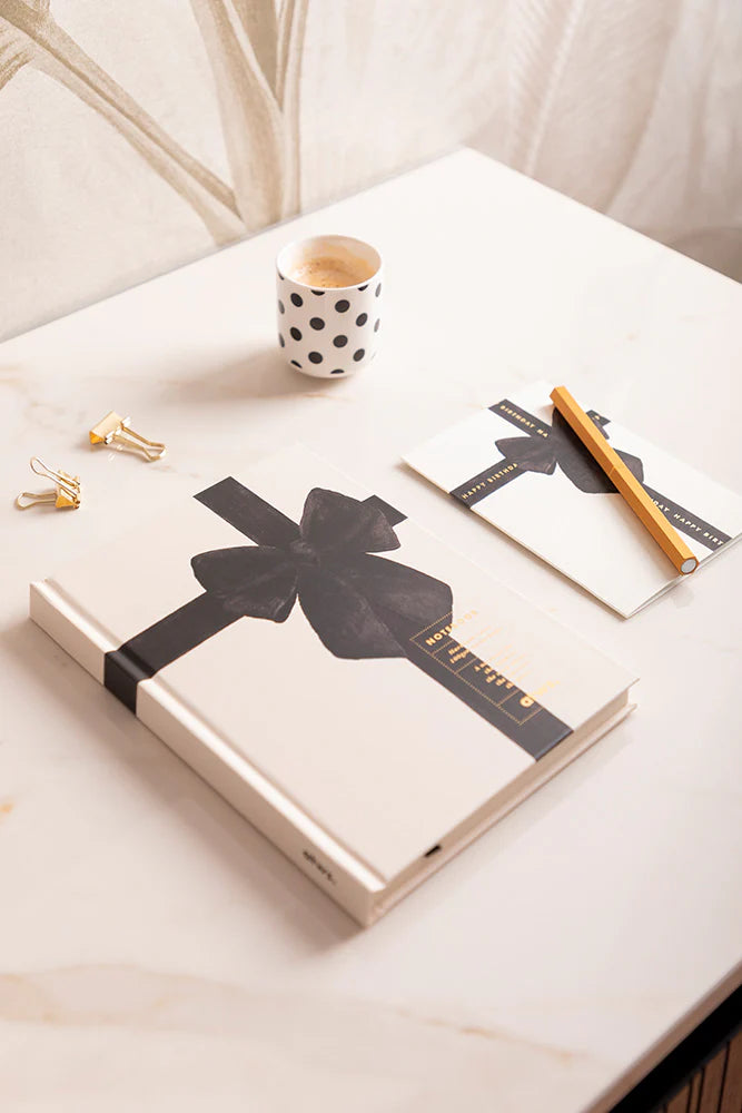 Black Bow Hard Cover A5 Notebook