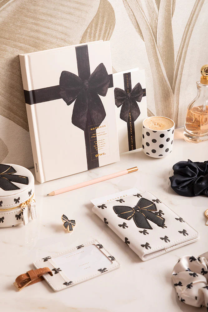 Black Bow Hard Cover A5 Notebook