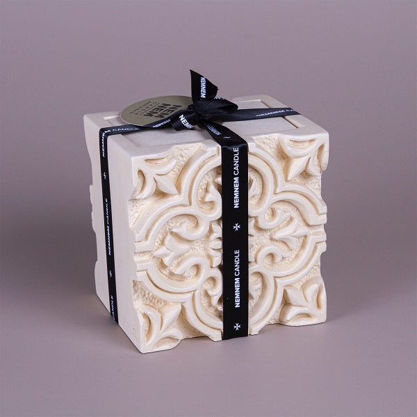 Large Square Jar Full Maltese Tile Beige