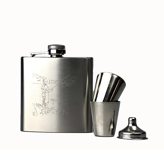 Fishing Hip Flask & Cup Set