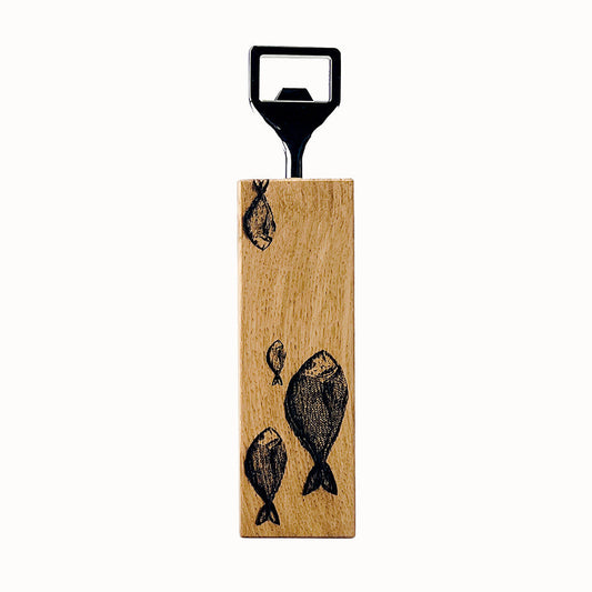 Fish Repeat Oak Bottle Opener