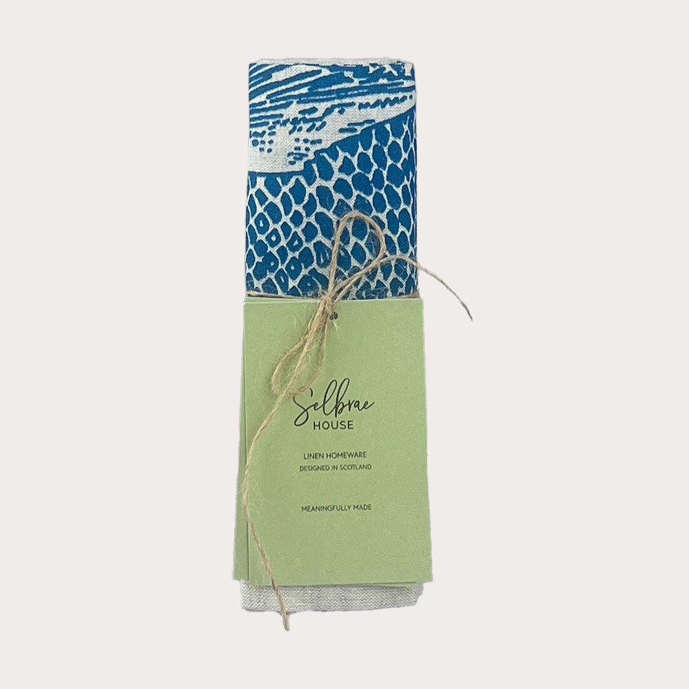 Fish Repeat Linen Tea Towel