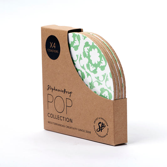 Pop Tile Set of 4 Coaster Garden Green