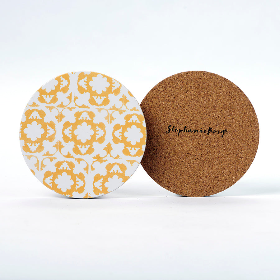Pop Tile Cork Coaster Single Beach Yellow