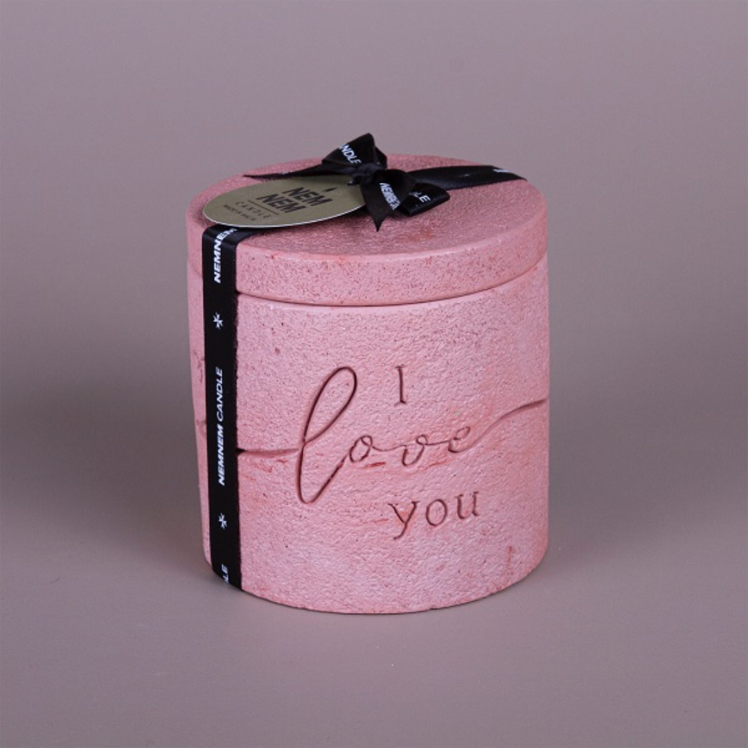 I Love you Cylinder Jar Small Pink