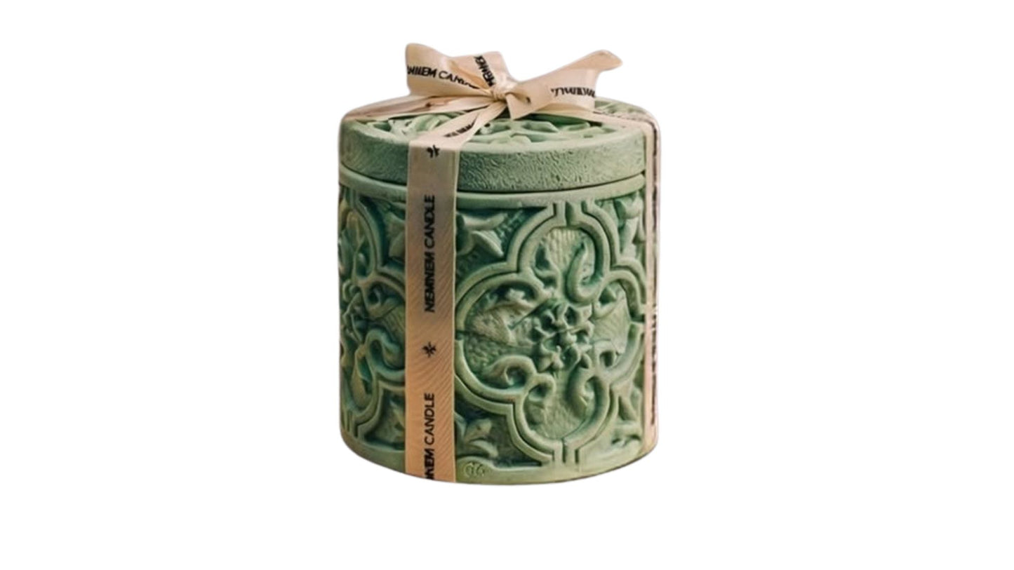 Small Cylinder Maltese Tile Green