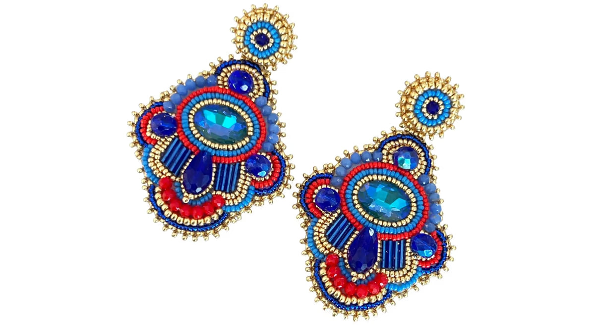 Handmade Lightweight Multicoloured Crystal Statement Earrings (YS02)