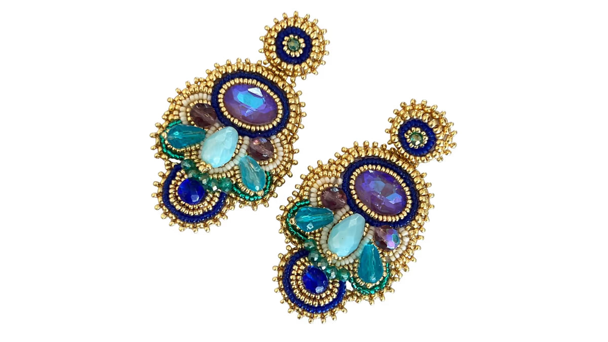 Handmade Lightweight Multicoloured Crystal Statement Earrings (YS04)