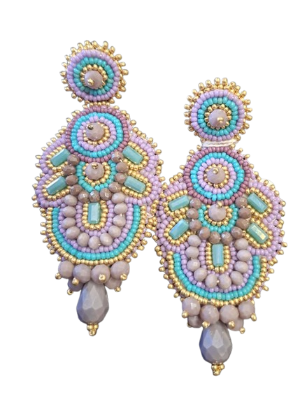 Handmade Lightweight Multicoloured Crystal Statement Earrings (YS15)