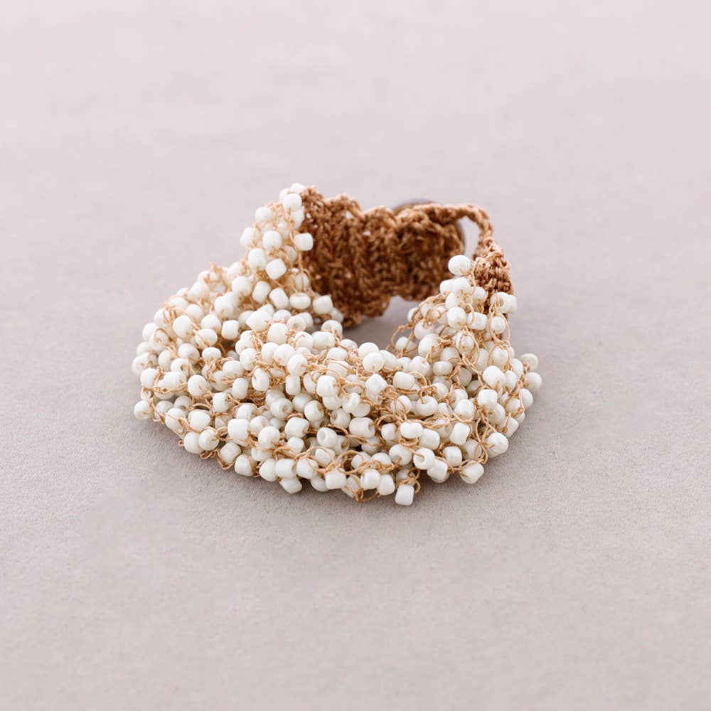 Multi-Strand Beaded Bracelet- Beige