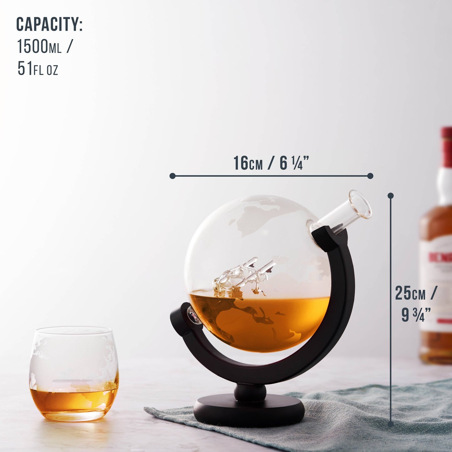 Globe Whiskey Decanter Set