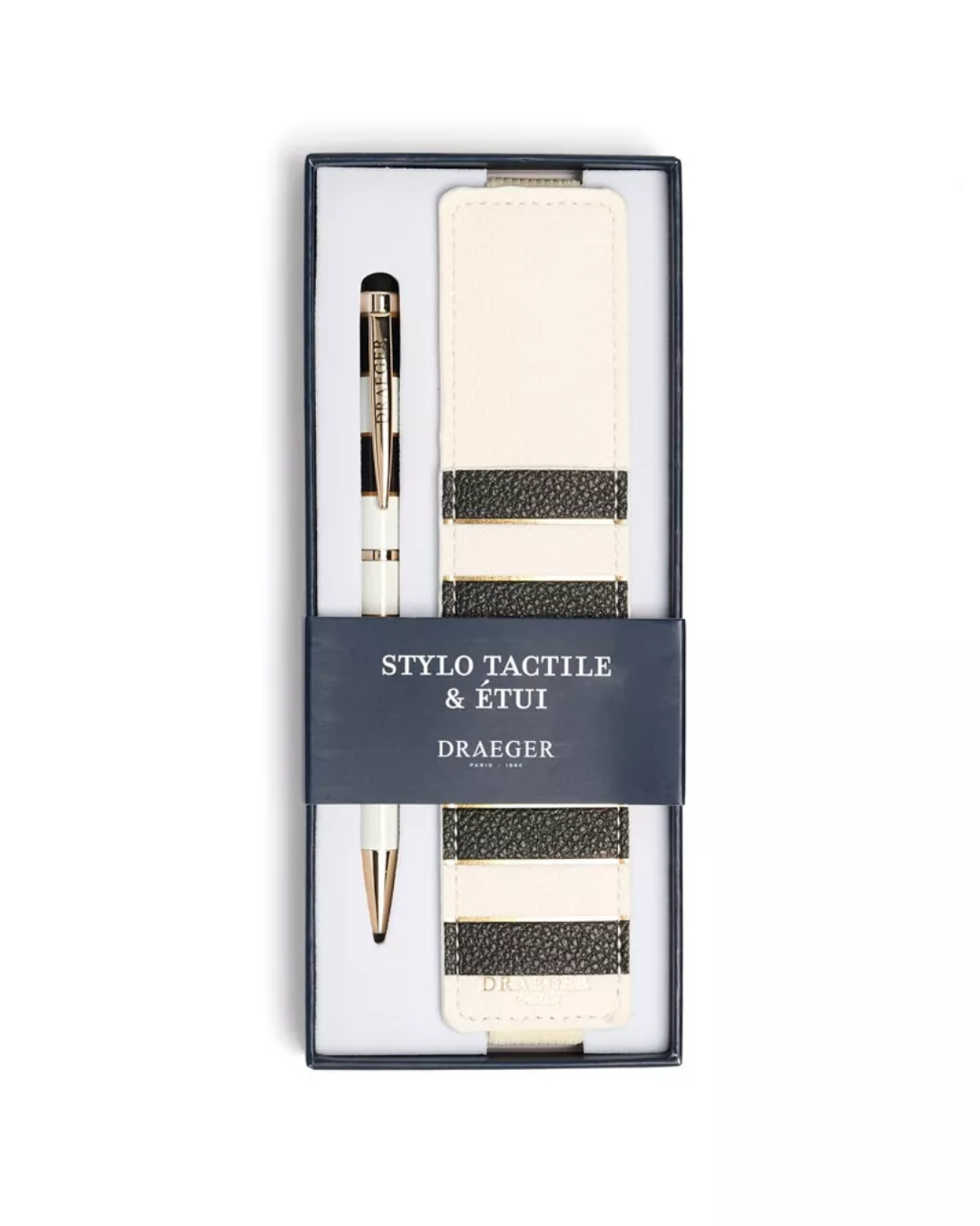 Black & White Stripped Pen with Case