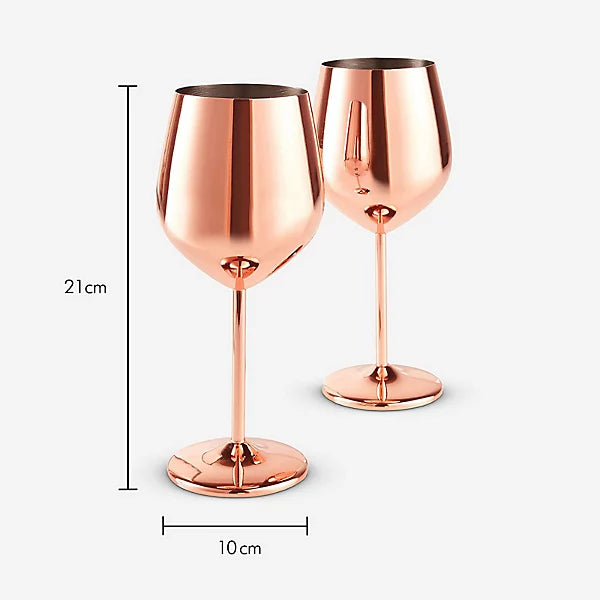 Stainless Steel Copper Rose Gold Wine Glasses, X 4