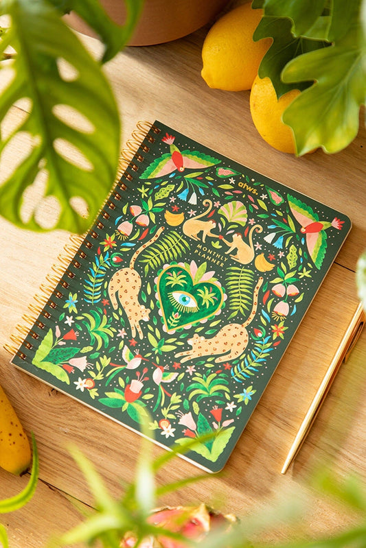 Green Jungle Monthly Planner Spiral Notebook