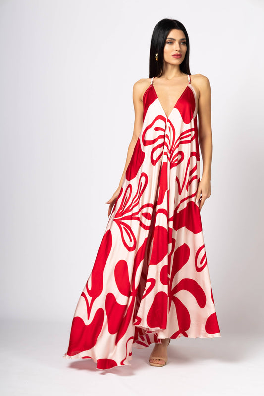 Airy Viscose Strap Dress with Open Back (One Size)