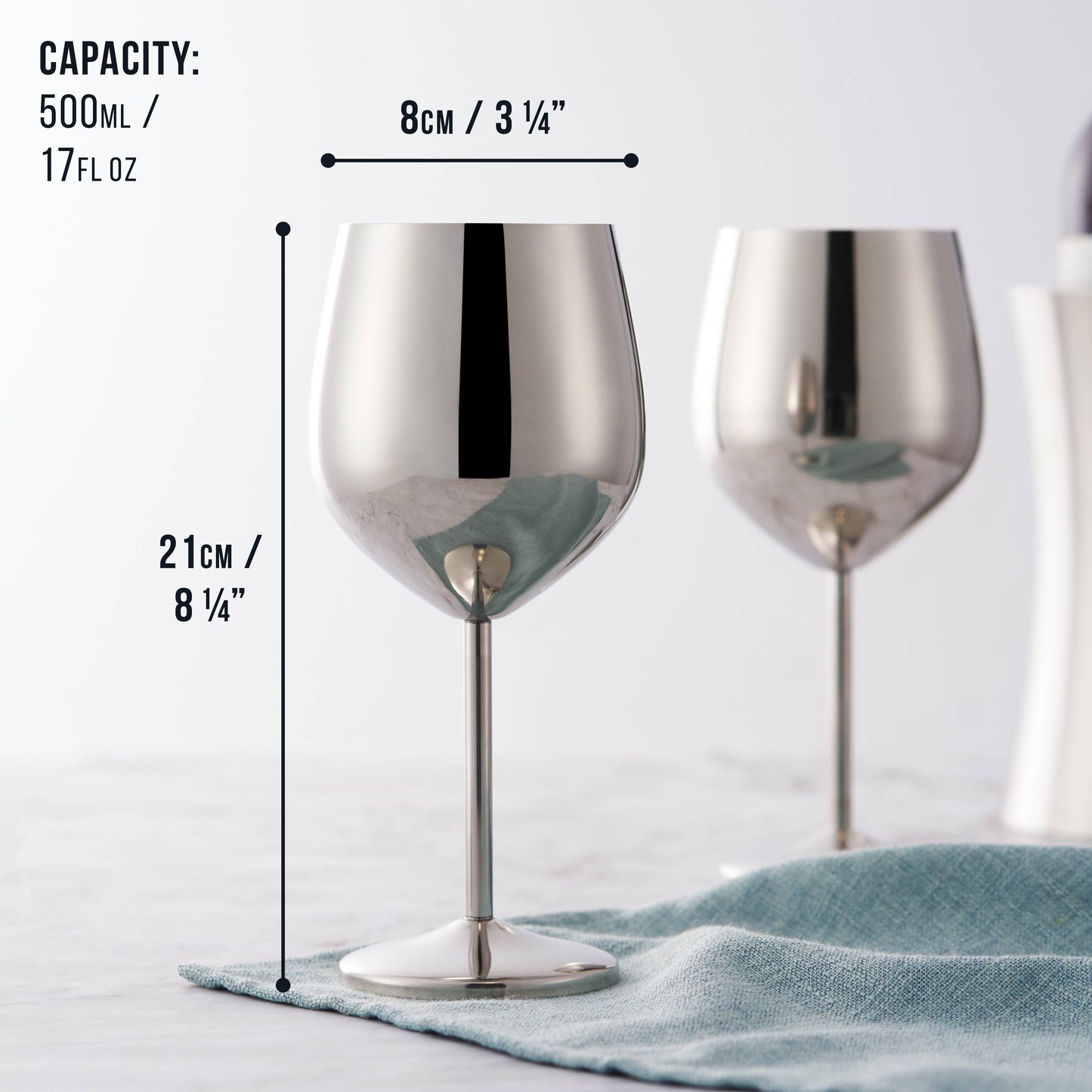 4 Silver Wine Glasses