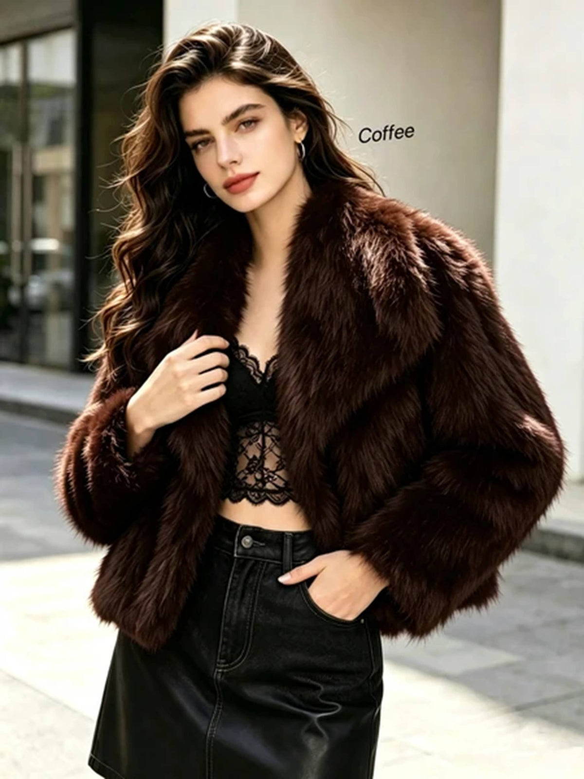 Short Women's Faux Fur Jacket Cafe