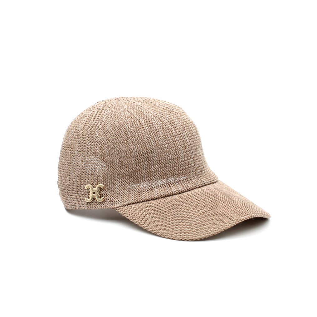 Summer Cap With Golden Metallic Logo-Taupe