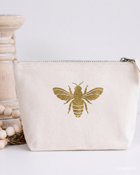 Gold Bee Zip Pocket