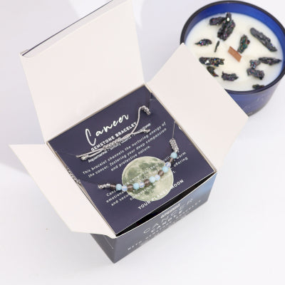 Candle with Gemstone Bracelet - Cancer