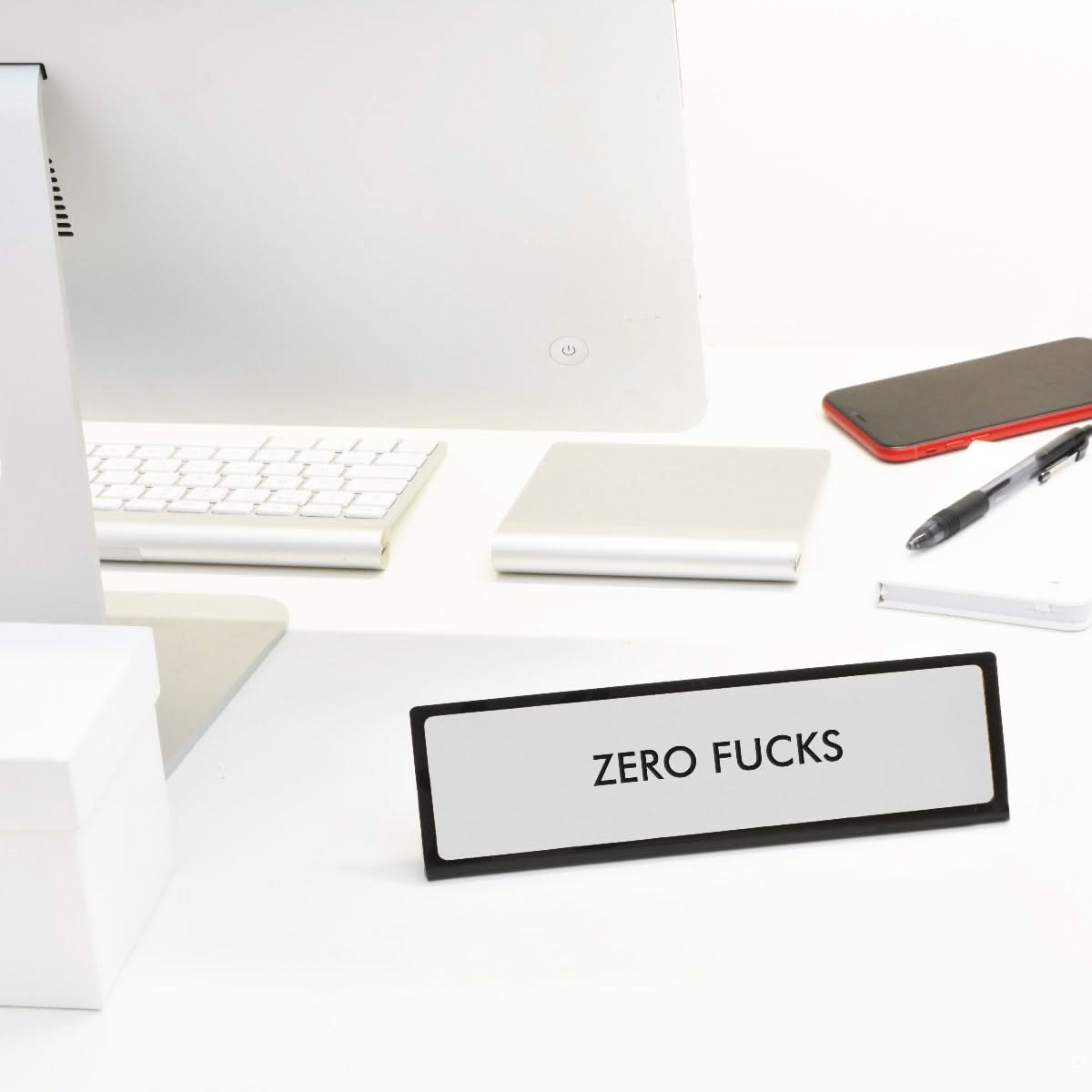 Zero Fuck Desk Plate Sign