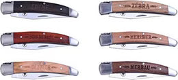 Set of 6 Foldable Knives Wood Names