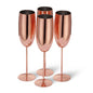 4 Rose Gold Champagne Flutes