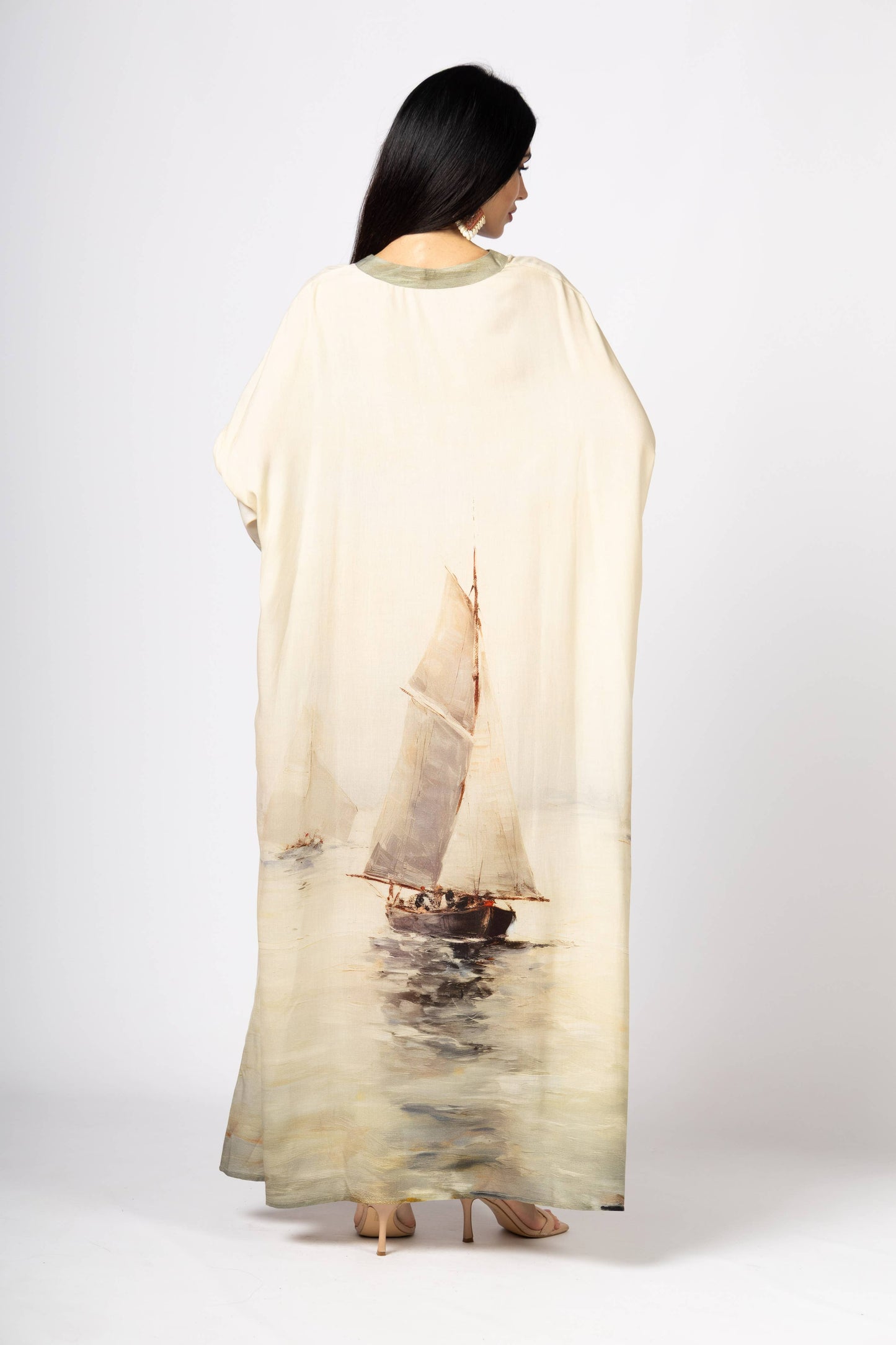 Nautical Heritage Painting Midi Kaftan (One Size)