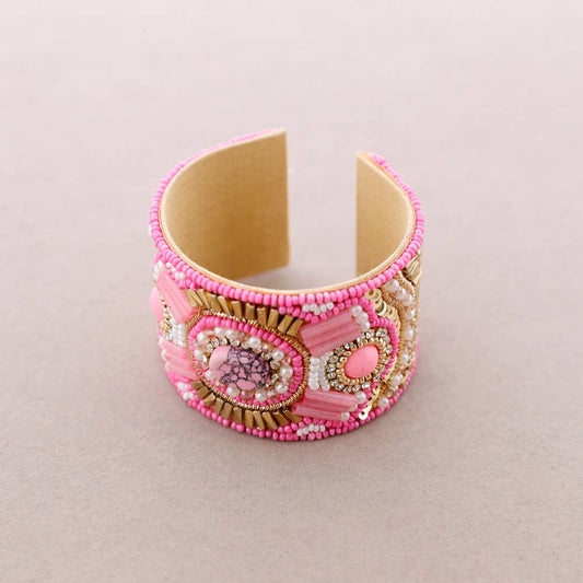 Ethnic Beads Adjustable Bracelet-Rose