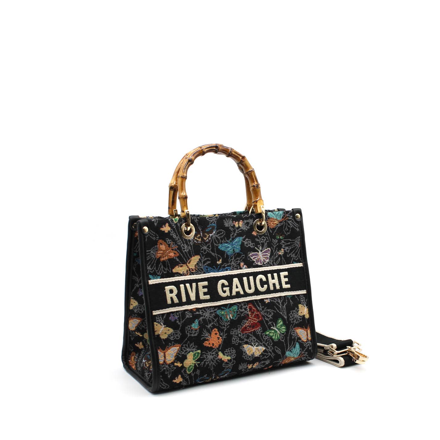 Butterflies Floral Print Handbag