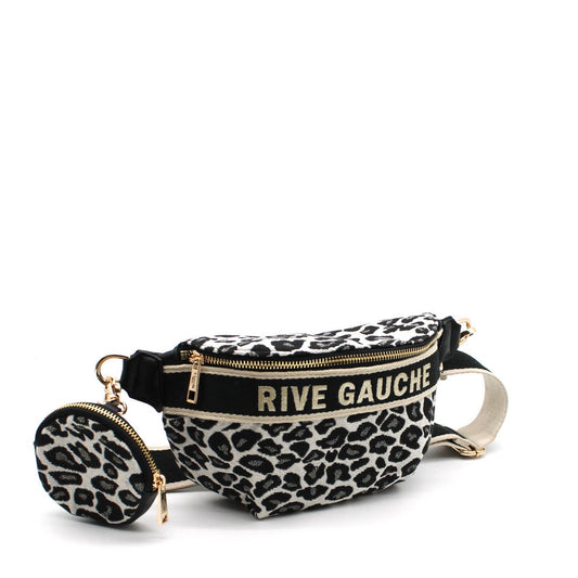 Leopard Canvas Fanny Pack Pouch -Black