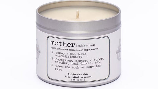 Mother Noun, definition. Candle gift for Mum. Strong scented handmade soy wax ca