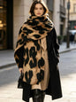 Women's Oversized Long Scarf With Leopard Print Camel