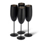 4 Matte Black Champagne Flutes