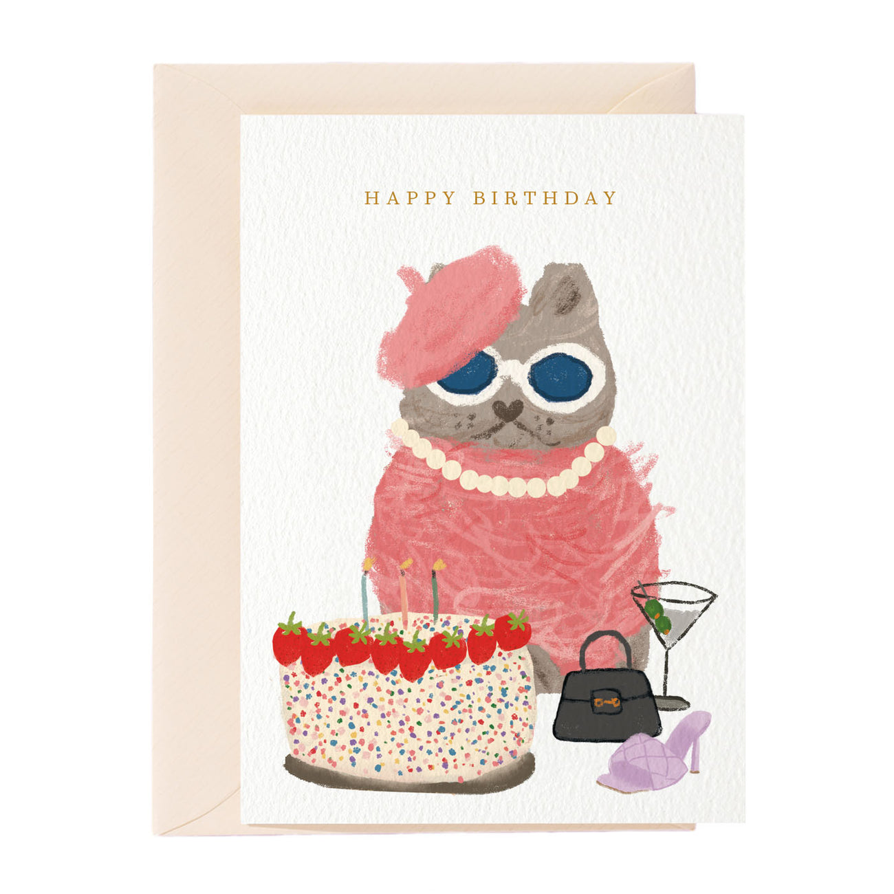 Fashion Birthday Cat Greeting Card