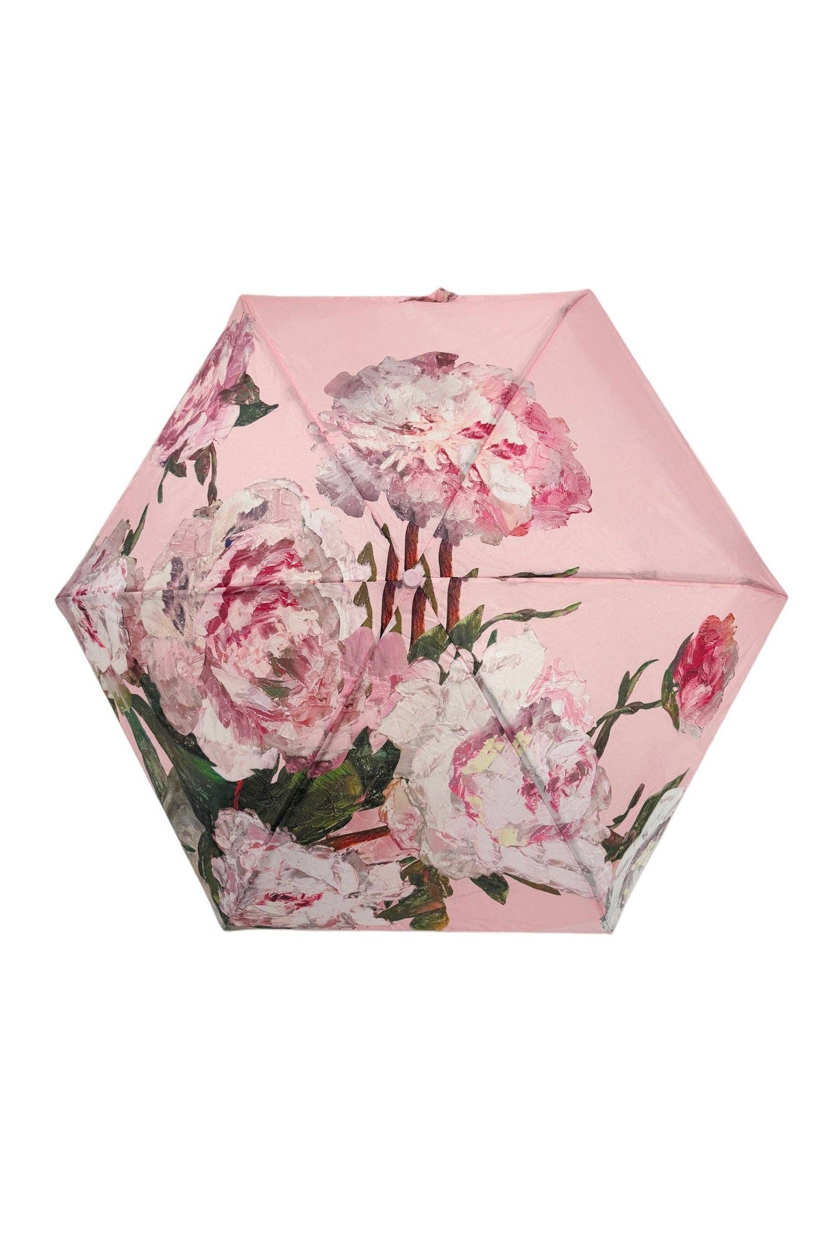Pink Peonies Floral Umbrella with Travel Case- Light Pink