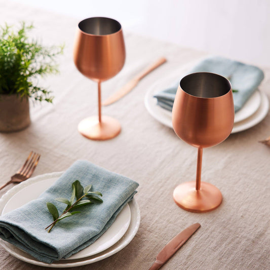 4 Matte Rose Gold Wine Glasses